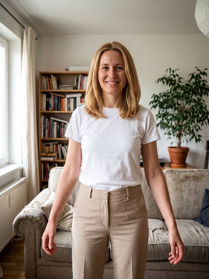 The same woman with honey blonde hair