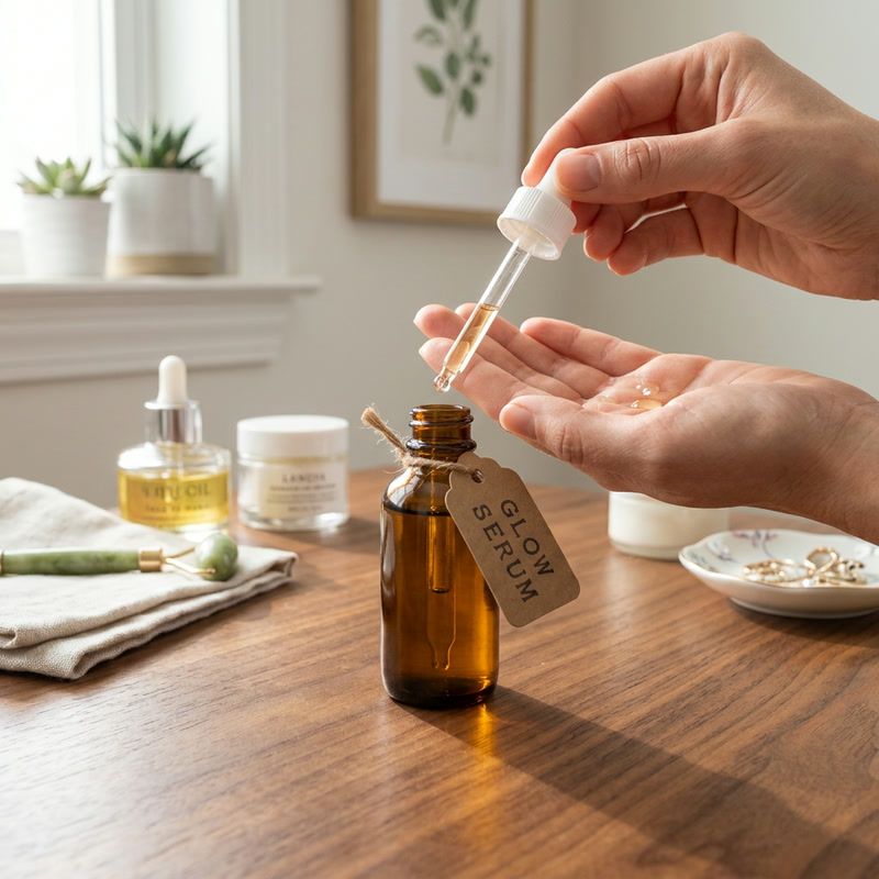 The serum in use on a wooden table at home